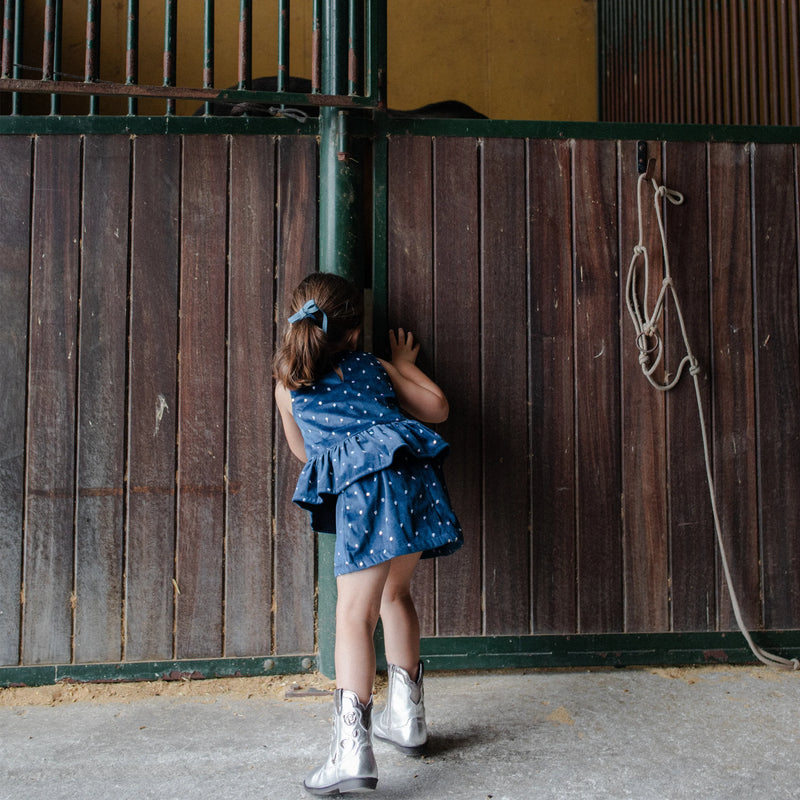 Navy Sequin Velvet Top & Skirt Set