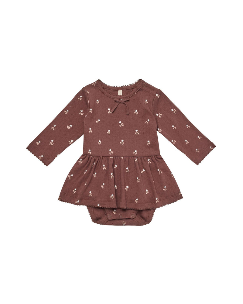 pointelle skirted bodysuit - plum fleur