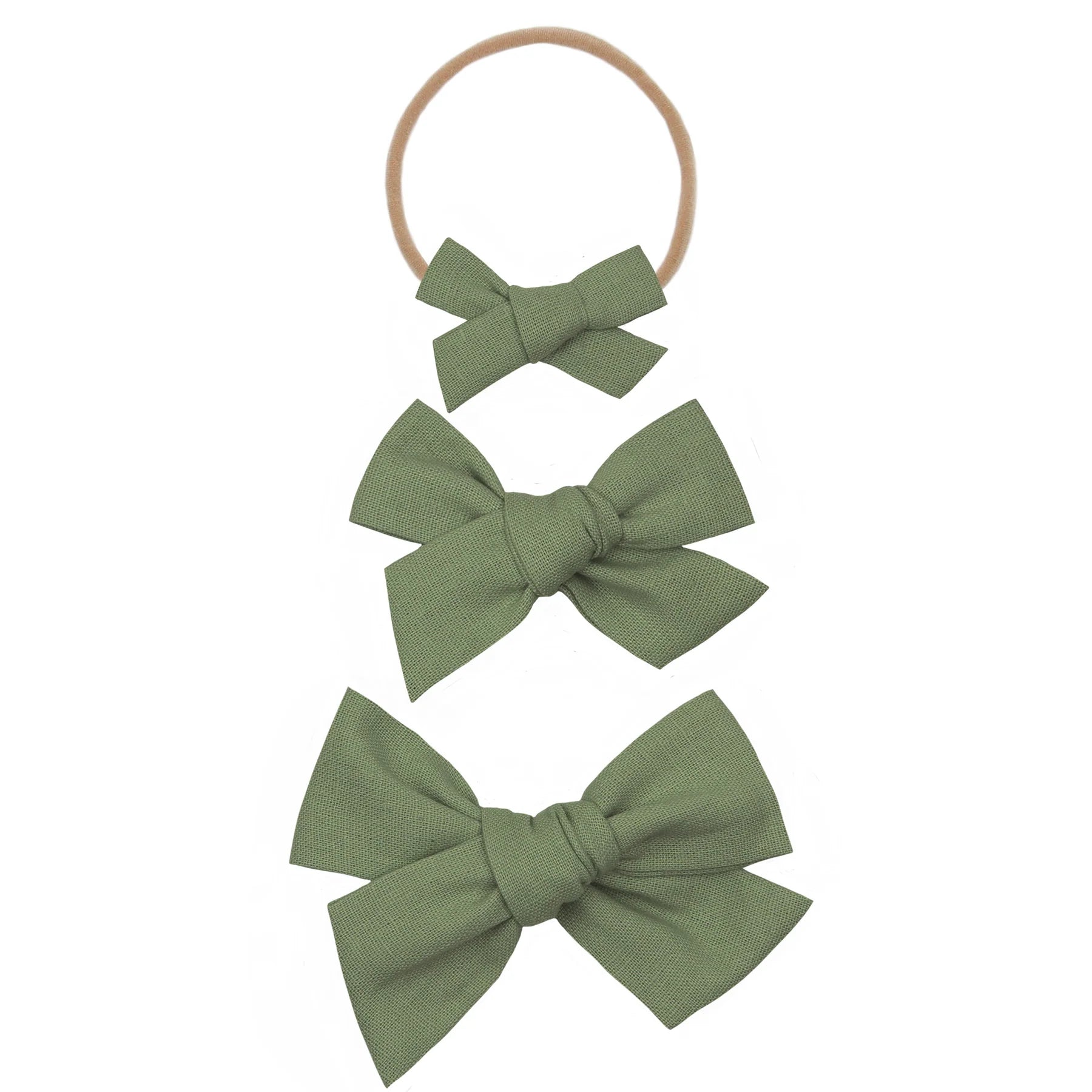 Linen Bow - Olive Headband