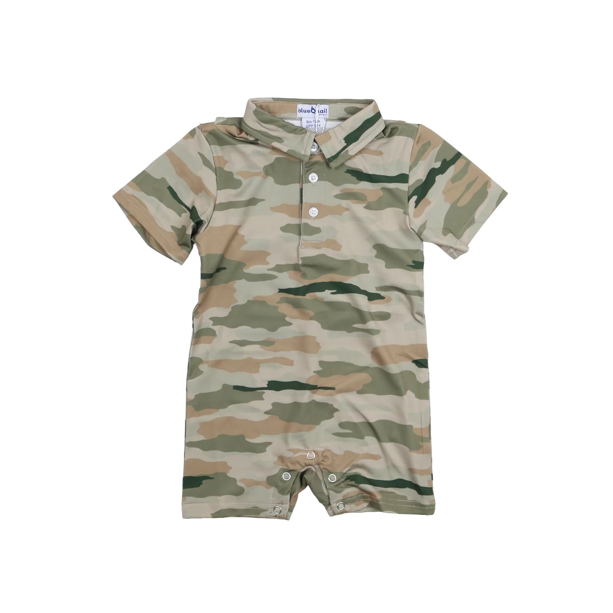 Classic Camo Polo Short Sleeve Romper