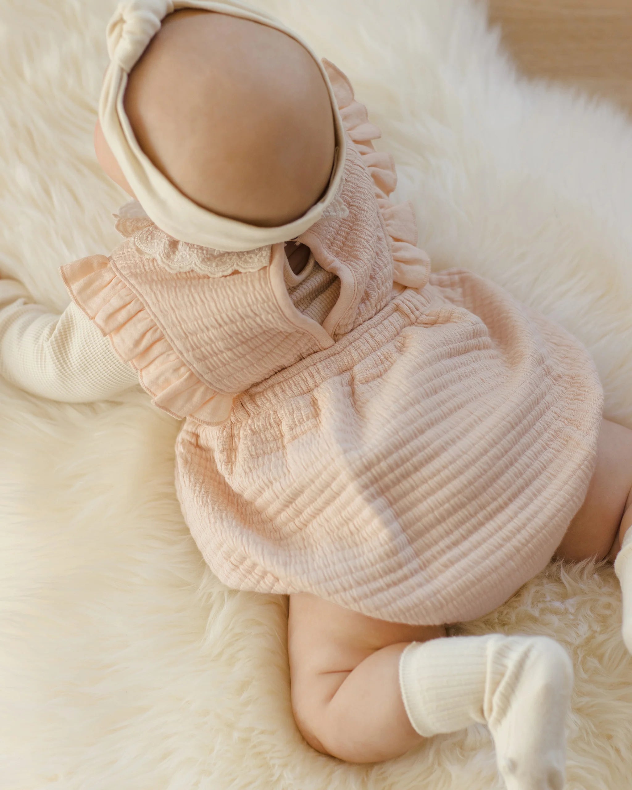 Ruffle Bubble Romper || Antique