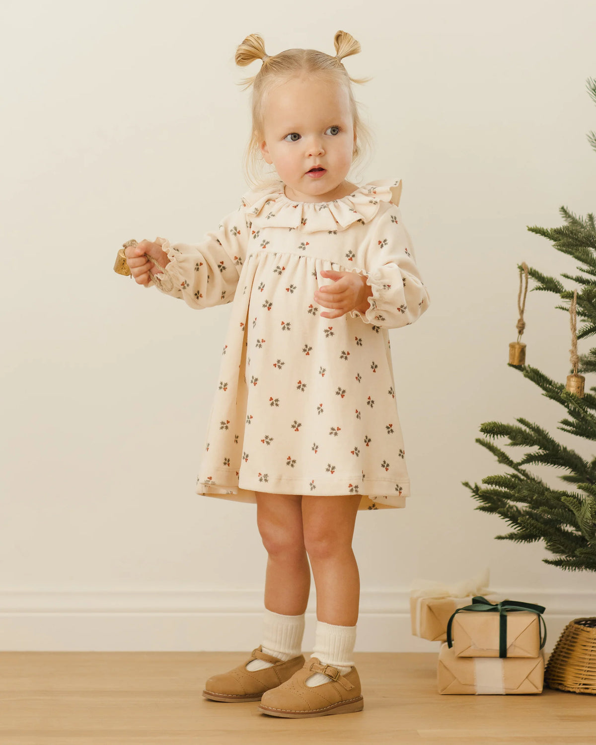 Velour Baby Dress || Holly Berry
