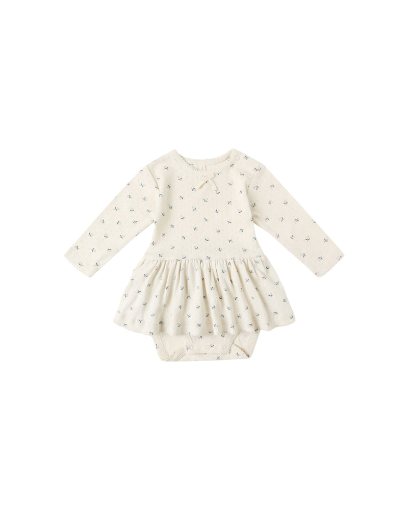 Pointelle Skirted Bodysuit || Blue Ditsy