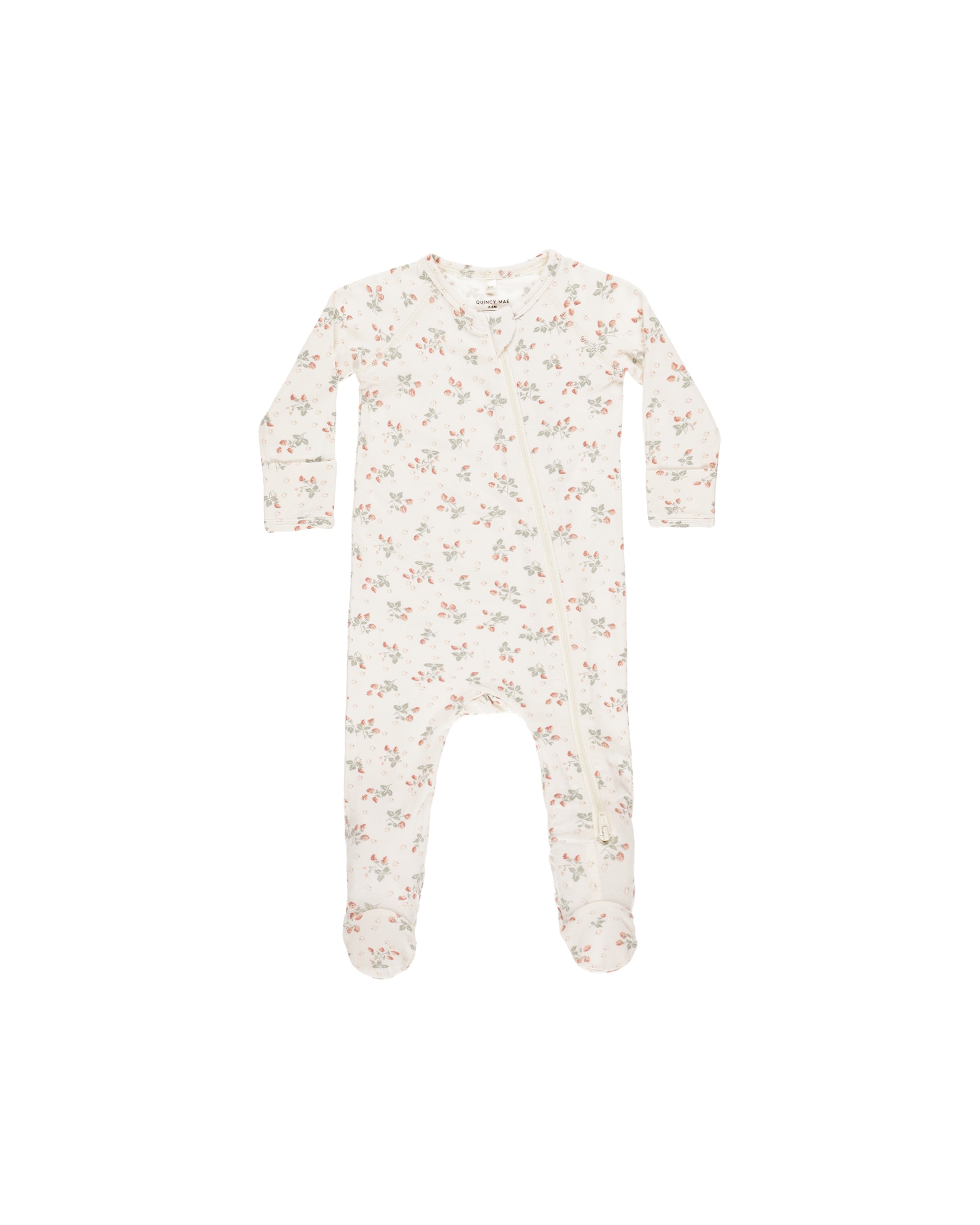 Bamboo Zip Footie || Strawberries