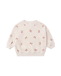 Velour Relaxed Sweatshirt Red Bows