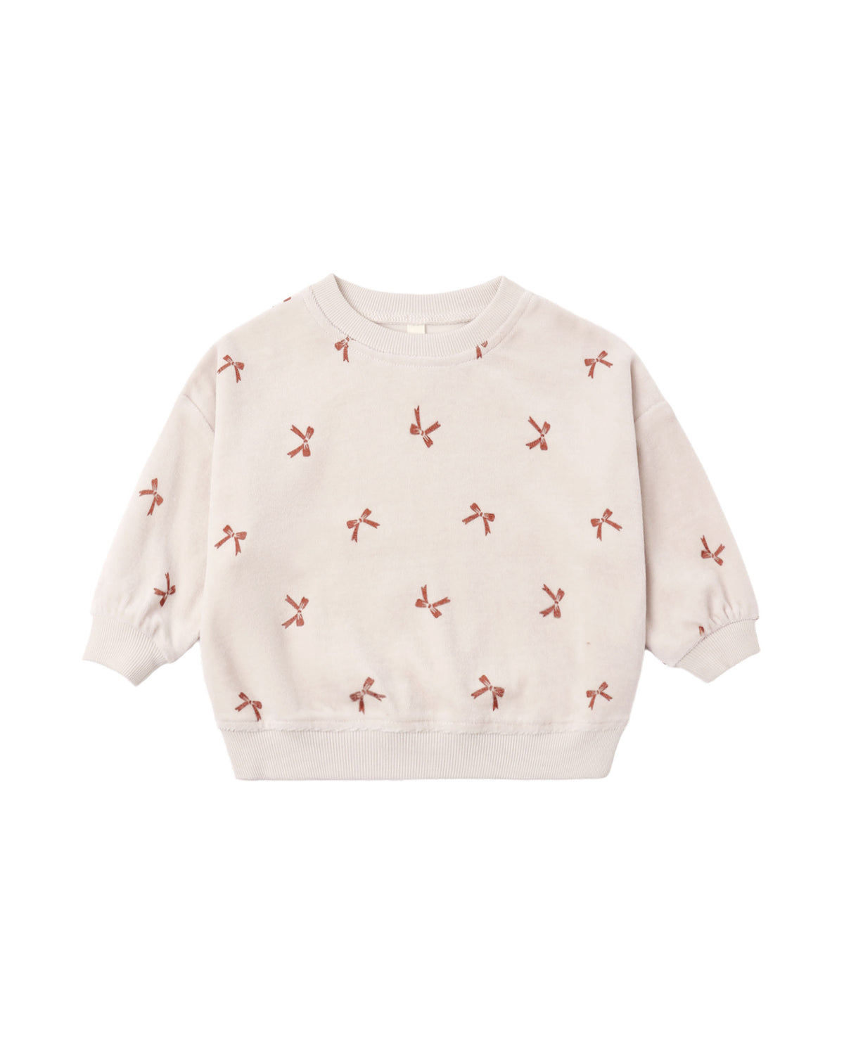 Velour Relaxed Sweatshirt Red Bows