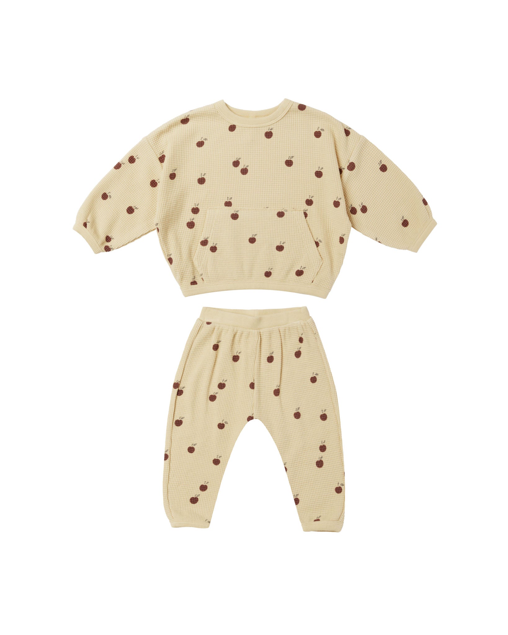 Waffle Sweater + Pant Set | Apples