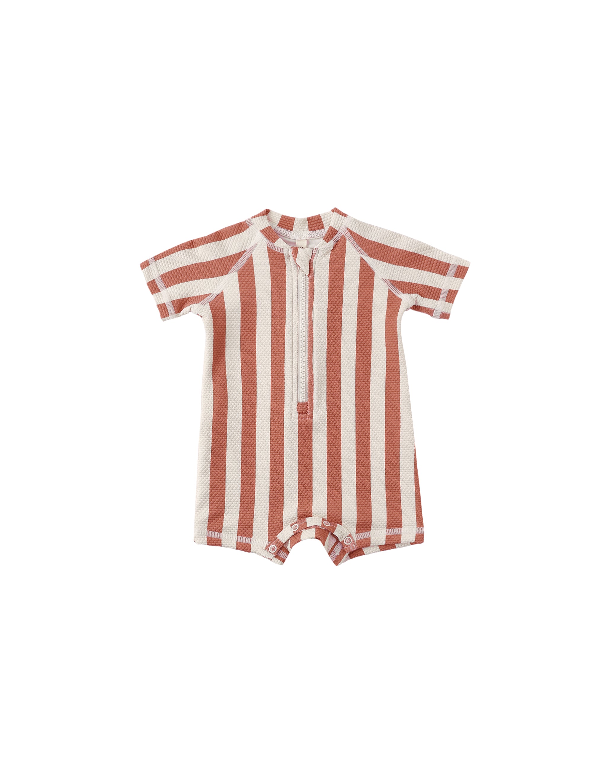 Zip Rashguard One-Piece || Retro Poppy Stripe