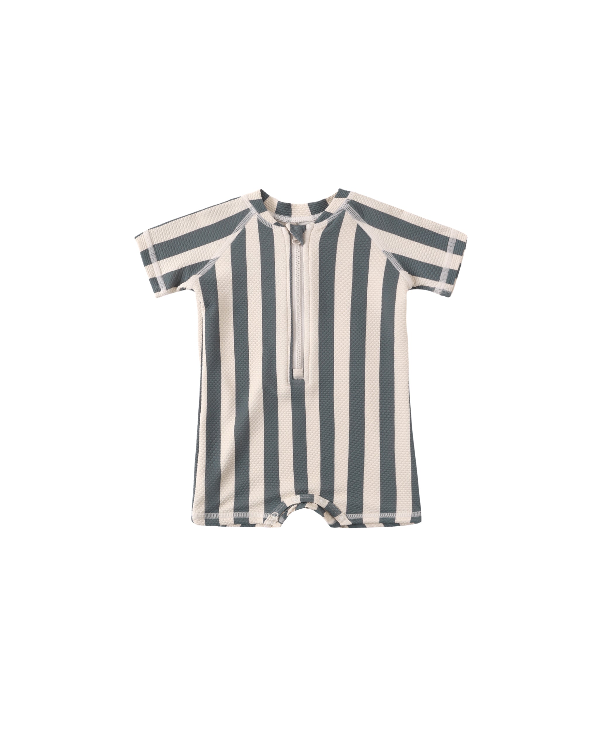 Zip Rashguard One-Piece || Retro Ocean Stripe