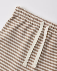 Wrap Top + Footed Pant Set Almond Stripe