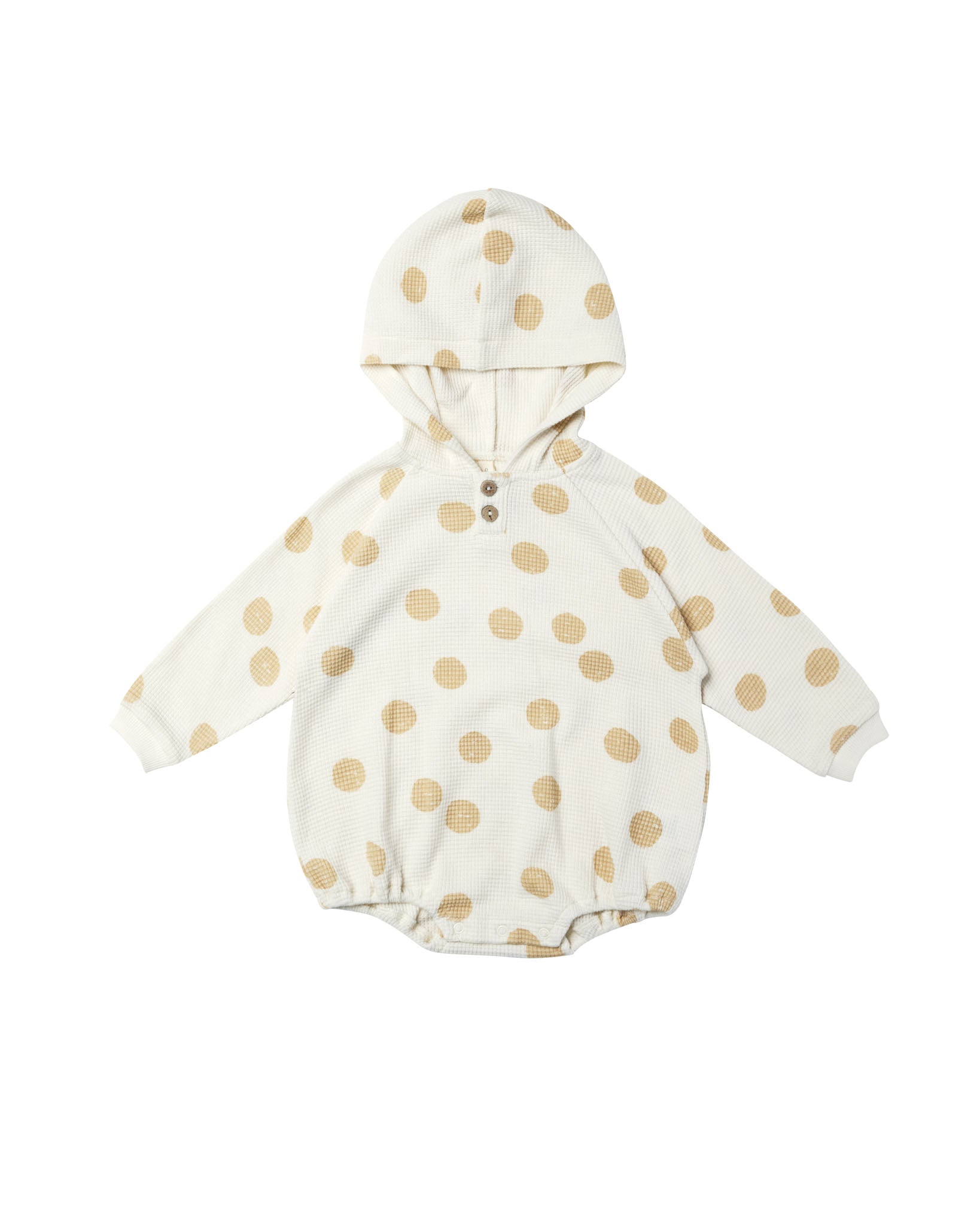 Waffle Hooded Bubble Romper | Butter Dots