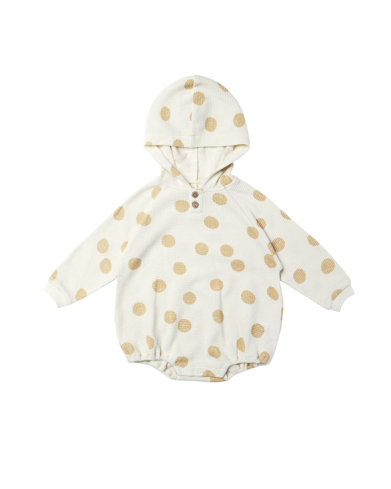 Waffle Hooded Bubble Romper | Butter Dots