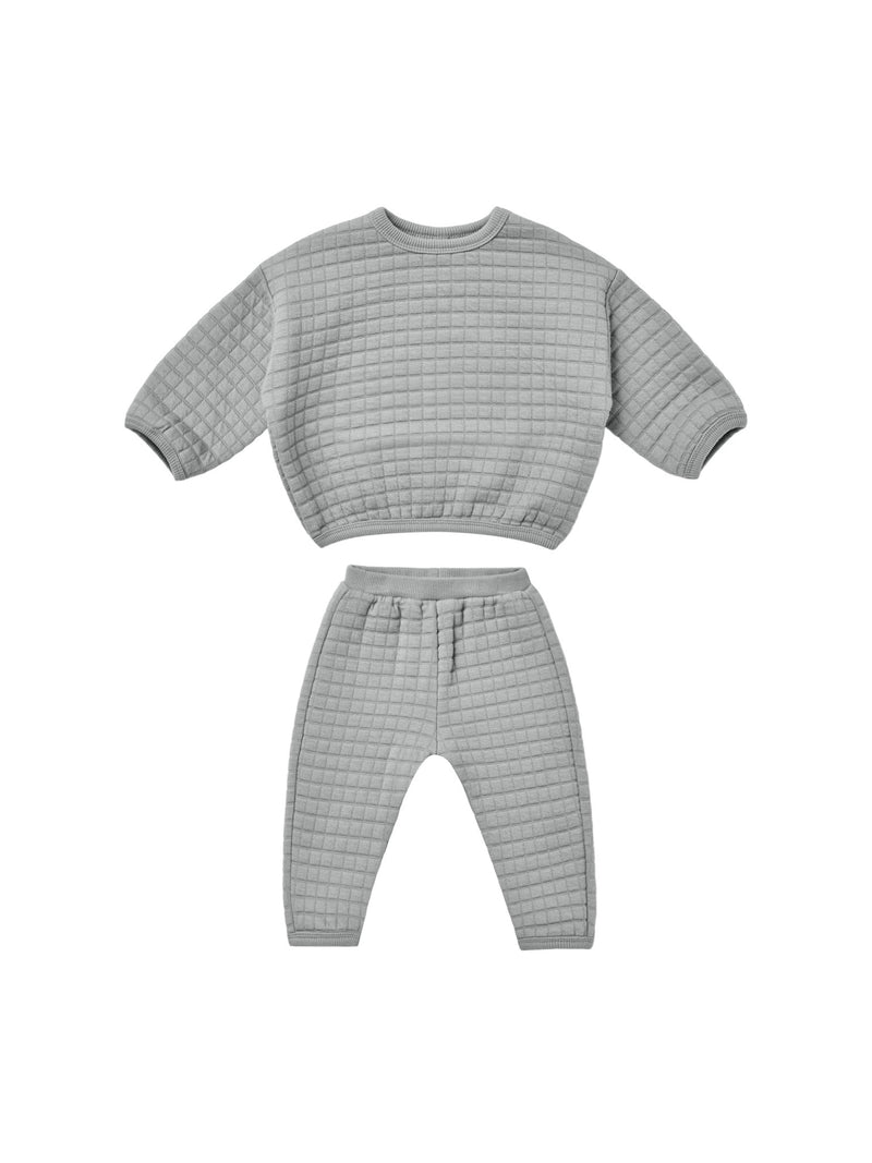 Quilted Sweater + Pant Set | Dusty Blue