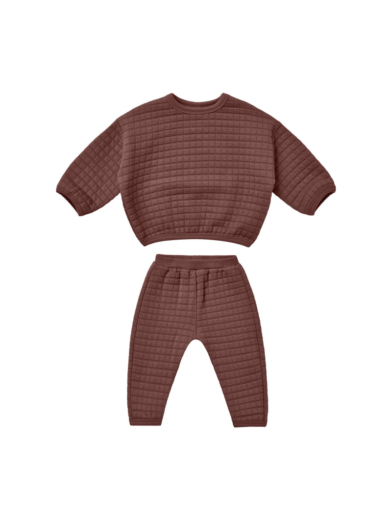 Quilted Sweater + Pant Set | Plum