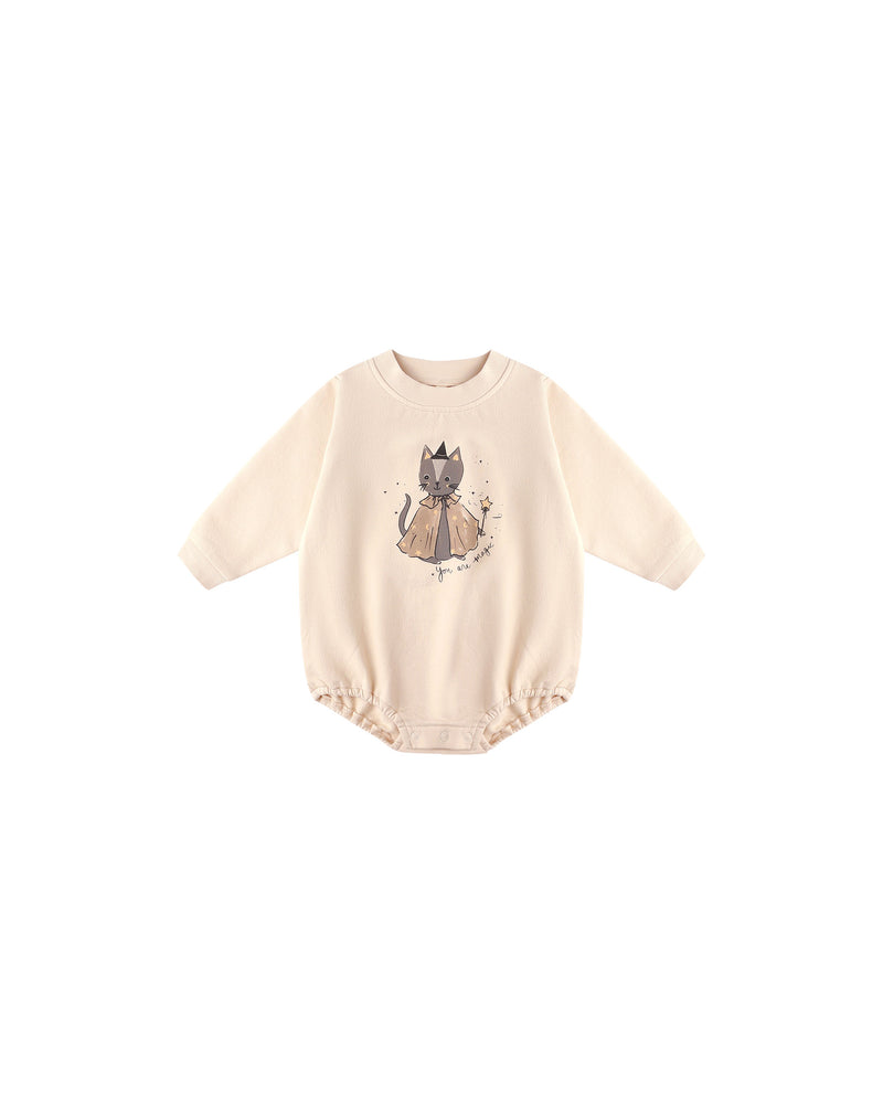 Crewneck Bubble Romper || Magic Cat