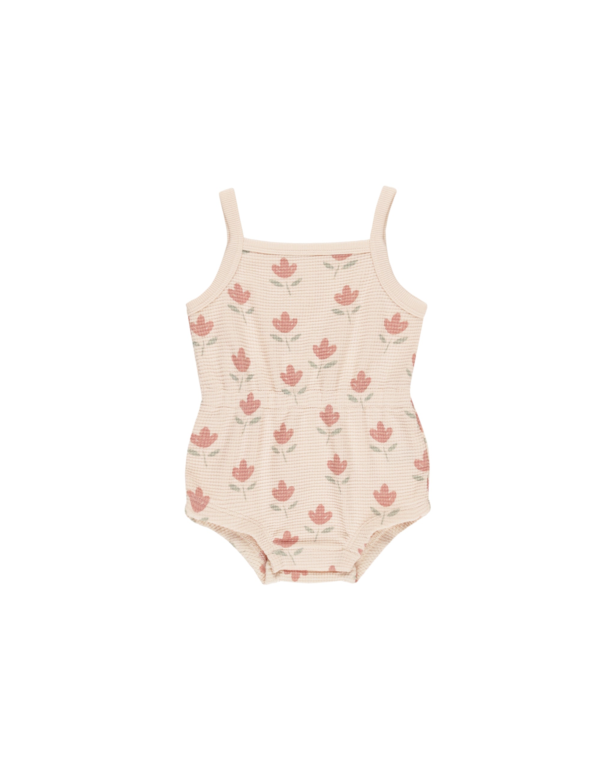 Waffle Cinch Romper || Tulips
