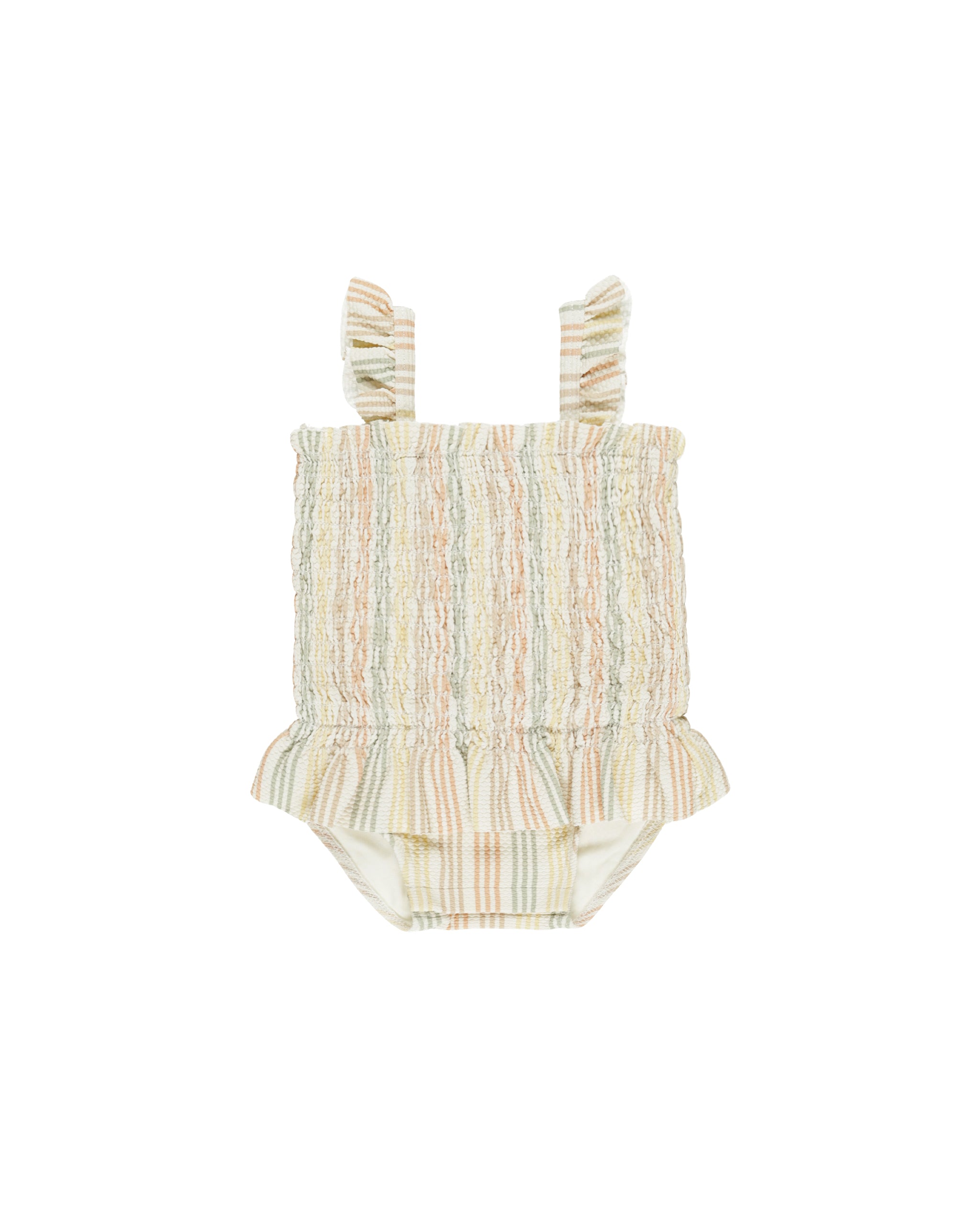 Smocked One-Piece Swimsuit || Multi-Stripe