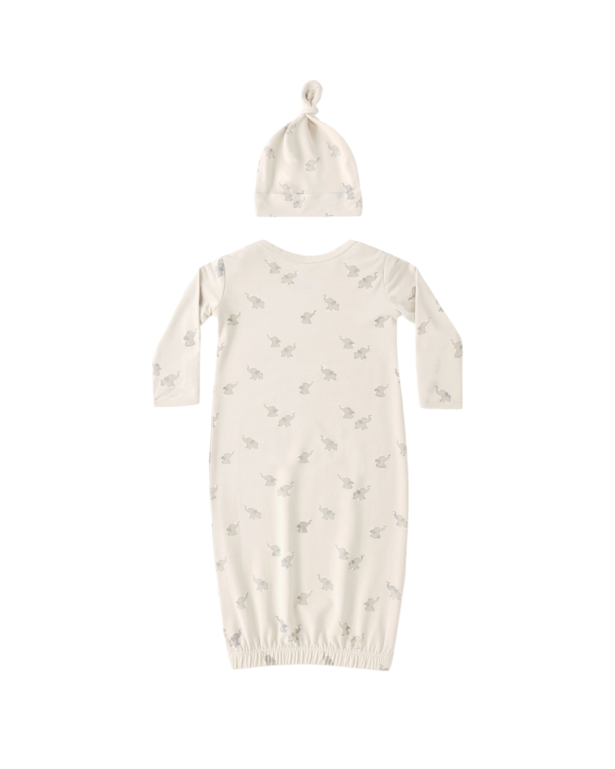 Bamboo Baby Gown + Hat Set || Elephants