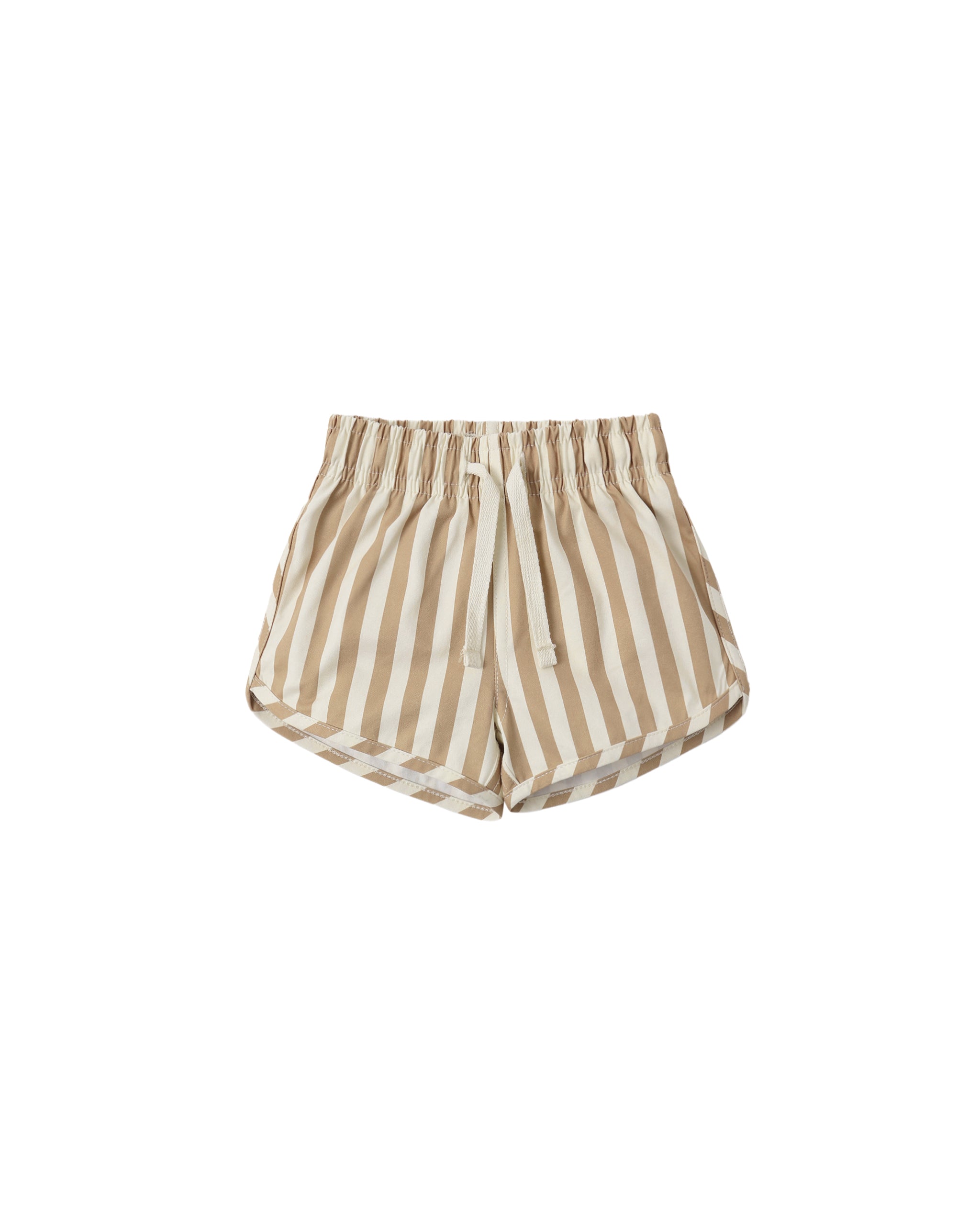 Boys Swim Short || Retro Latte Stripe