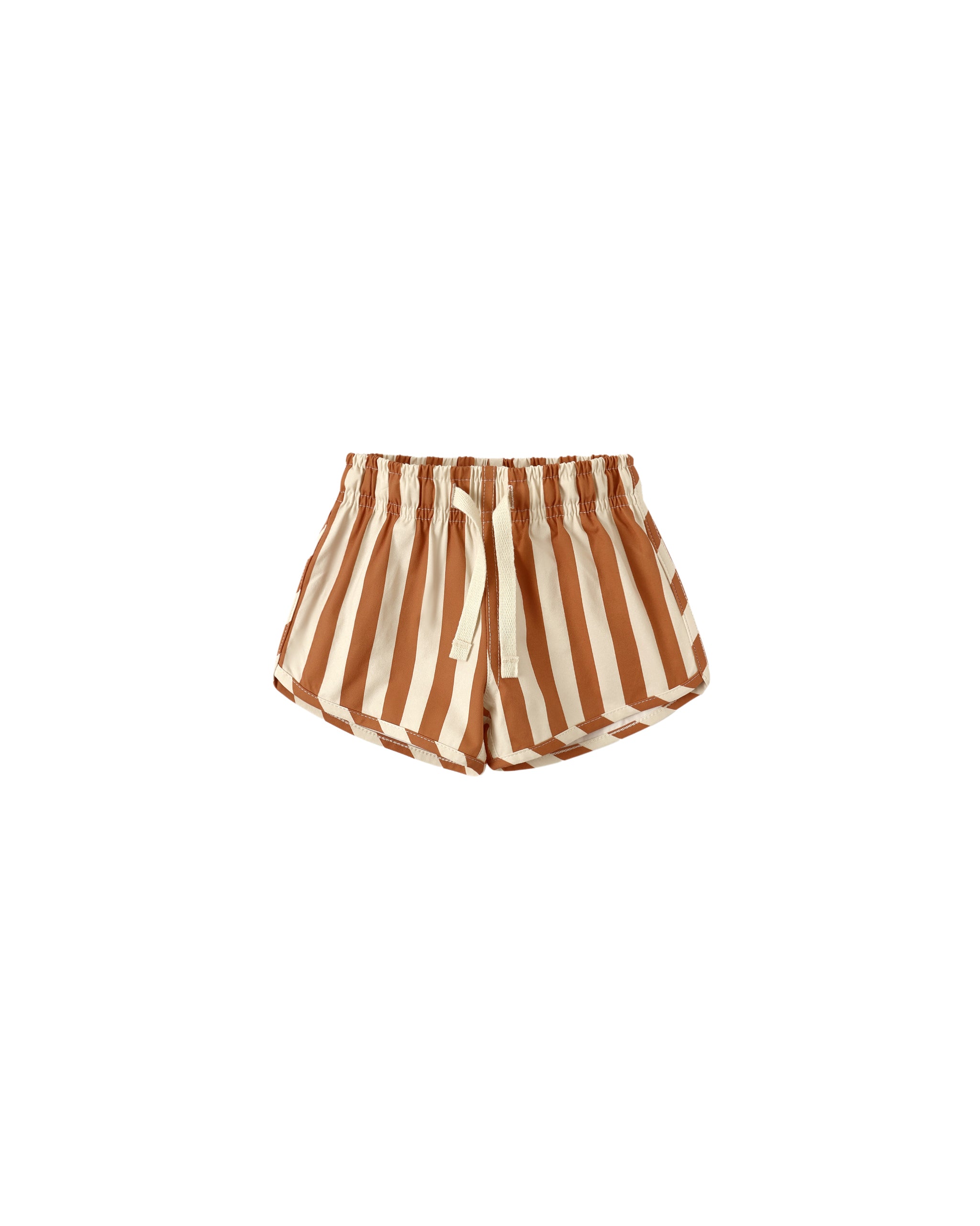 Boys Swim Short || Retro Poppy Stripe