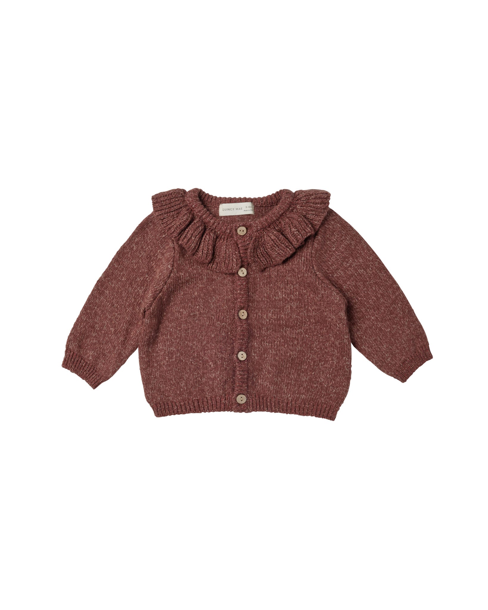 Ruffle Collar Cardigan | Plum Heather