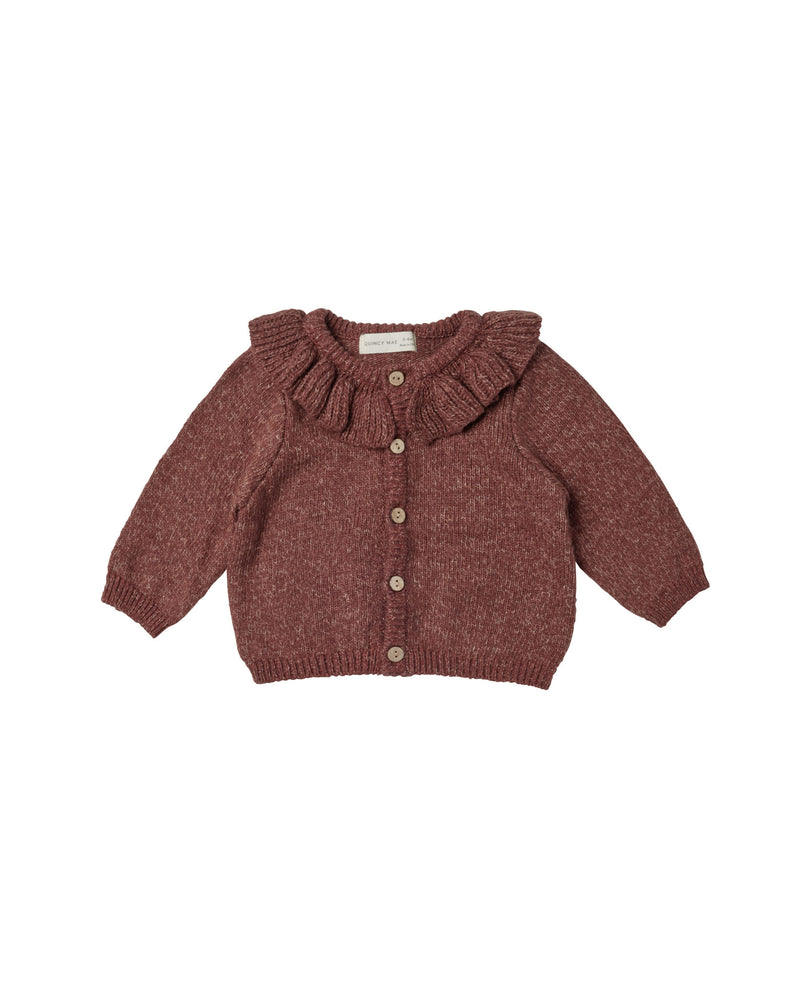 Ruffle Collar Cardigan | Plum Heather