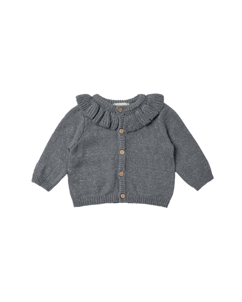 Ruffle Collar Cardigan | Navy Heather