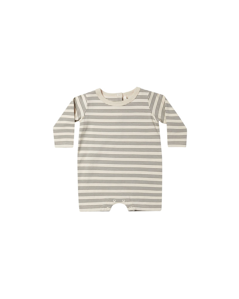 Long Sleeve Romper | Basil Stripe