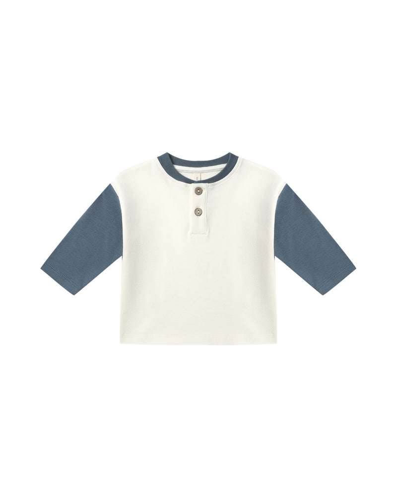 Long Sleeve Henley Tee || Ocean