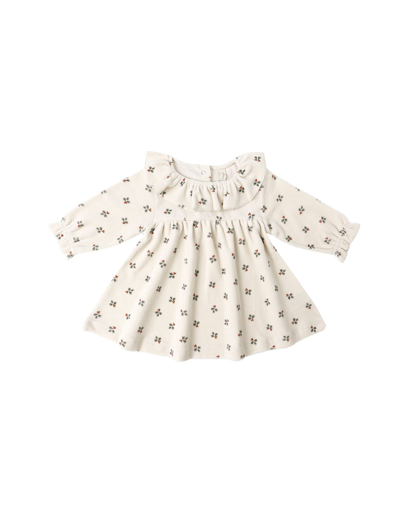 Velour Baby Dress || Holly Berry