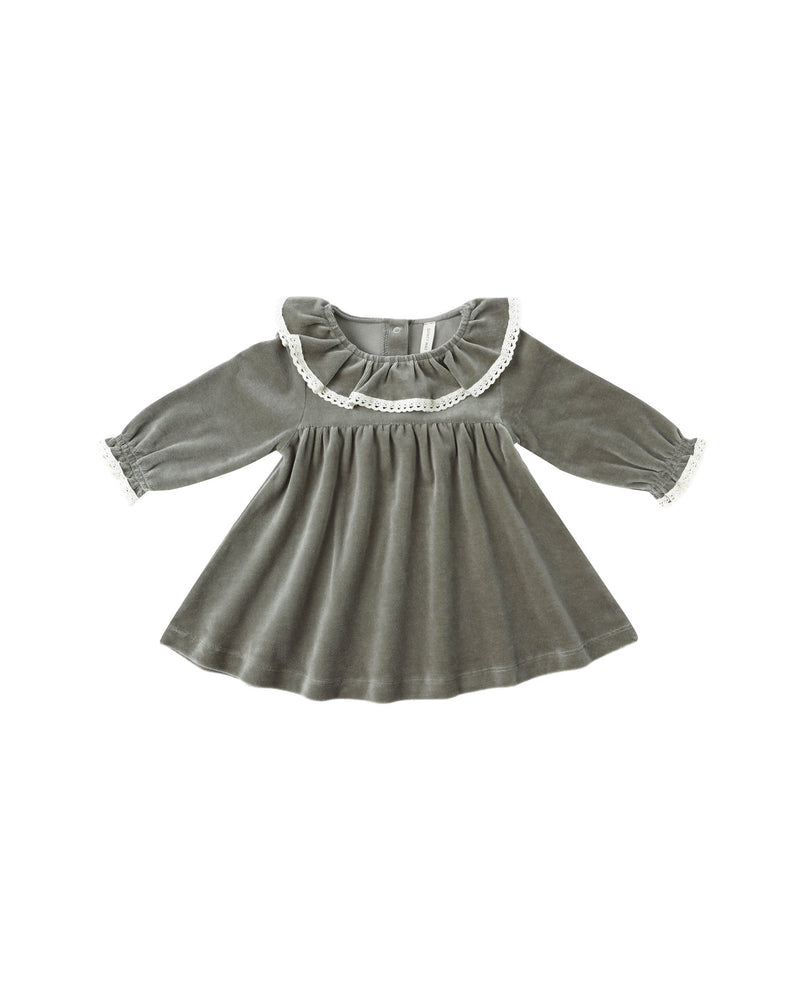 Velour Baby Dress || Forest