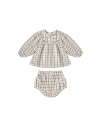 Mia Top + Bloomer Set || Blue Plaid