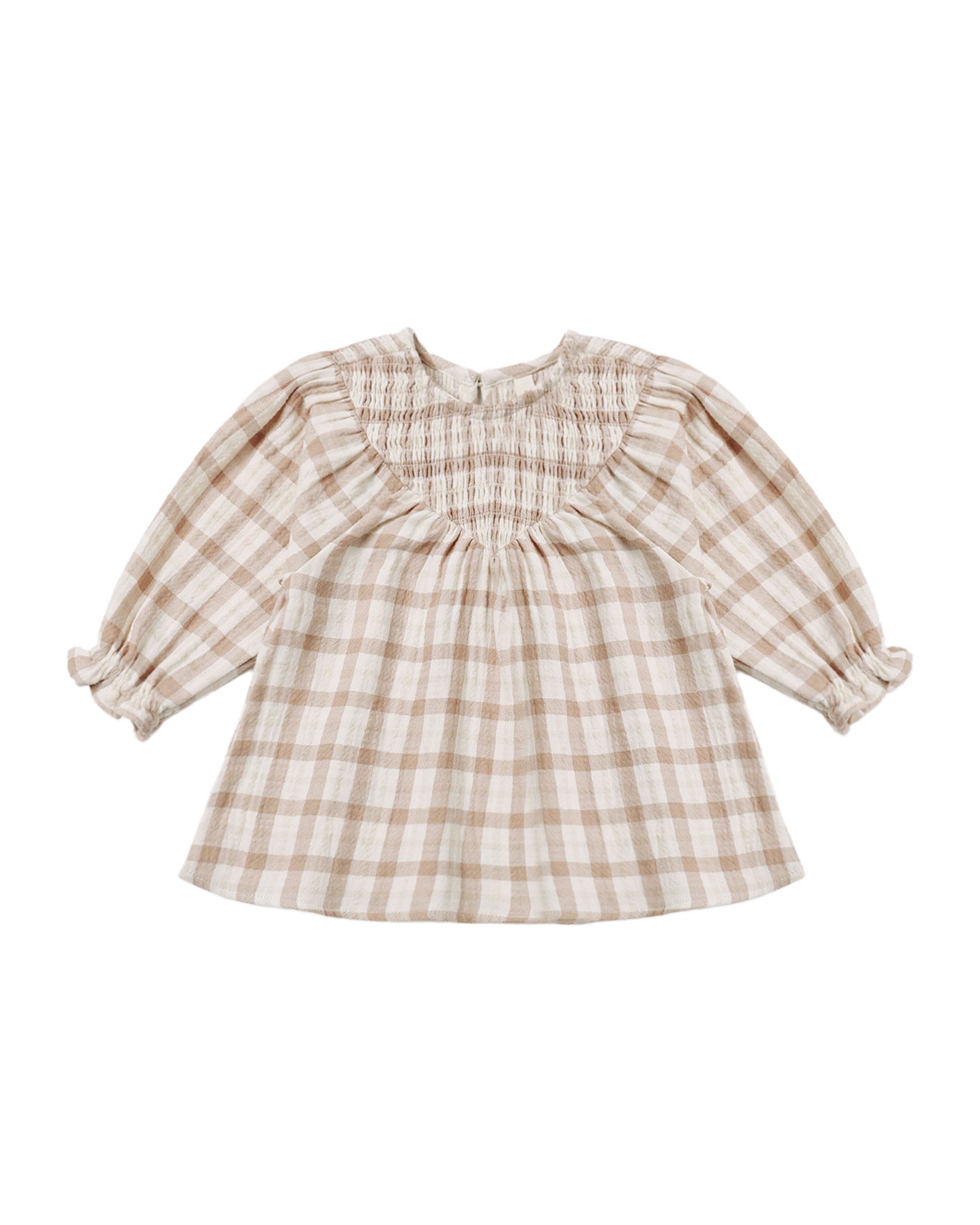 V Smocked Dress Rustic Plaid