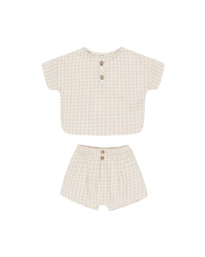 Woven Boxy Top + Short Set || Oat Check