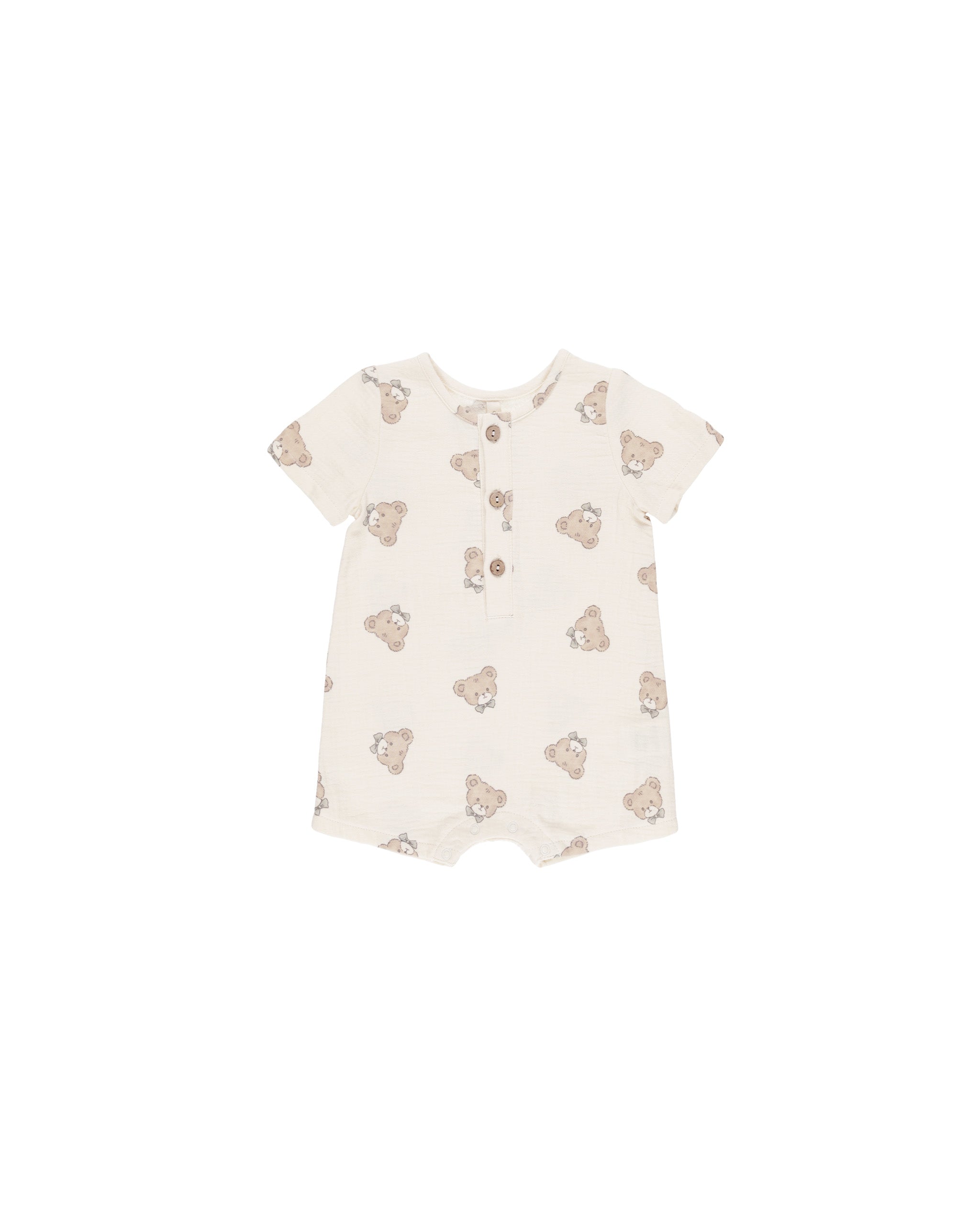 Short Sleeve Woven Romper || Teddy