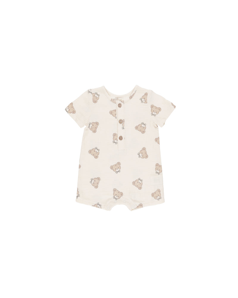 Short Sleeve Woven Romper || Teddy
