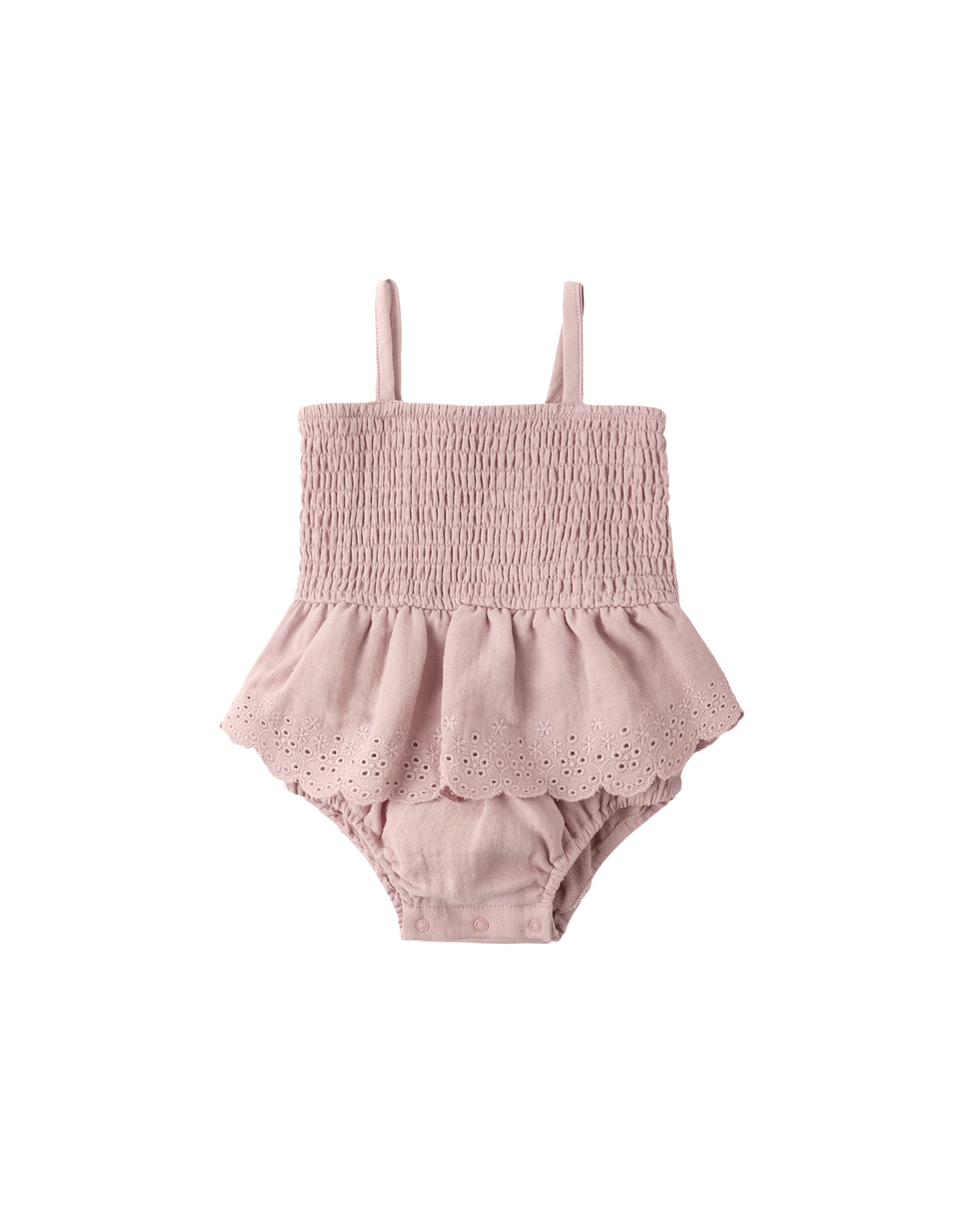 Smocked Skirted Romper || Mauve