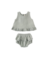 Ruffled Tulip Top + Bloomer Set || Sage