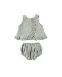 Ruffled Tulip Top + Bloomer Set || Sage