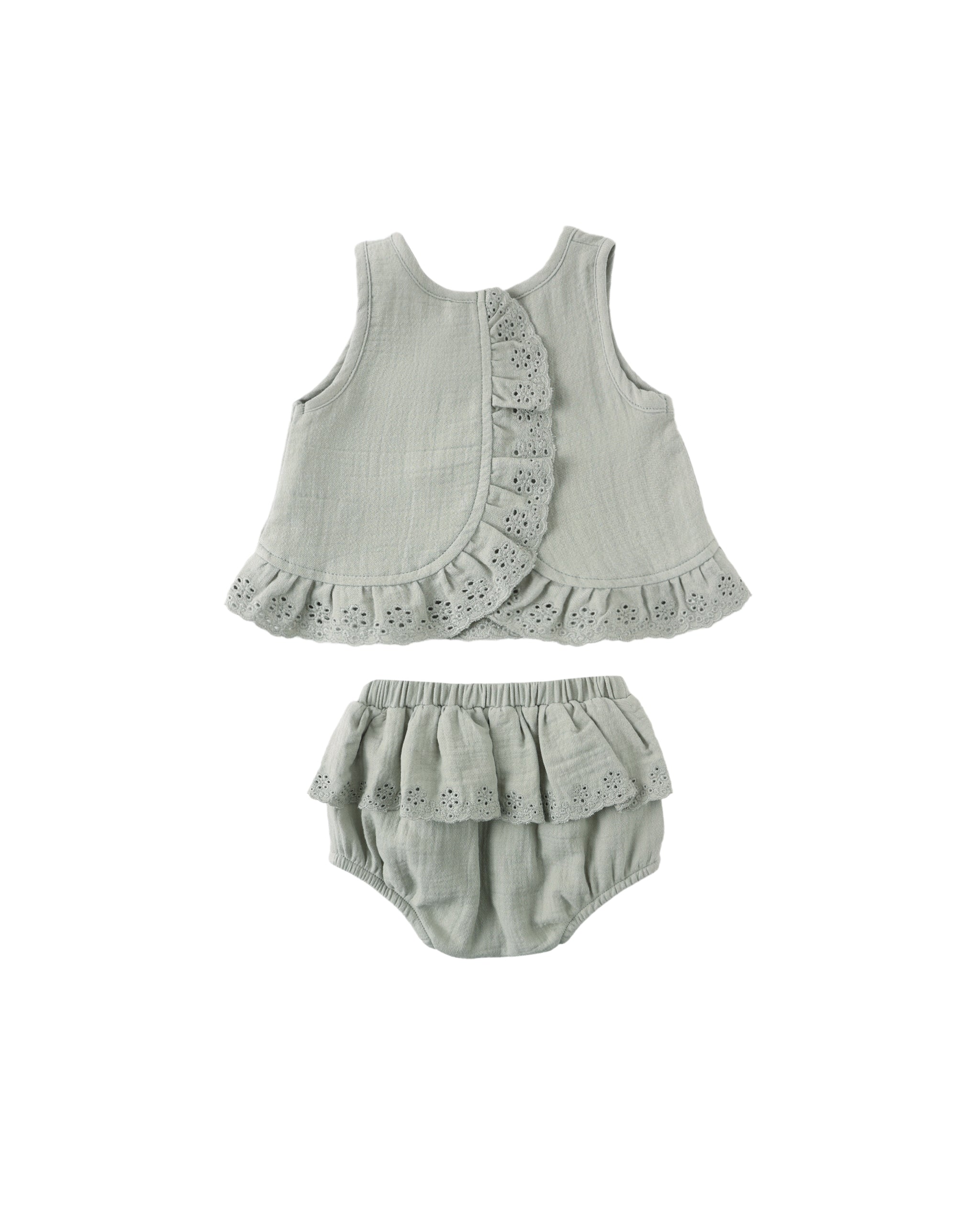 Ruffled Tulip Top + Bloomer Set || Sage