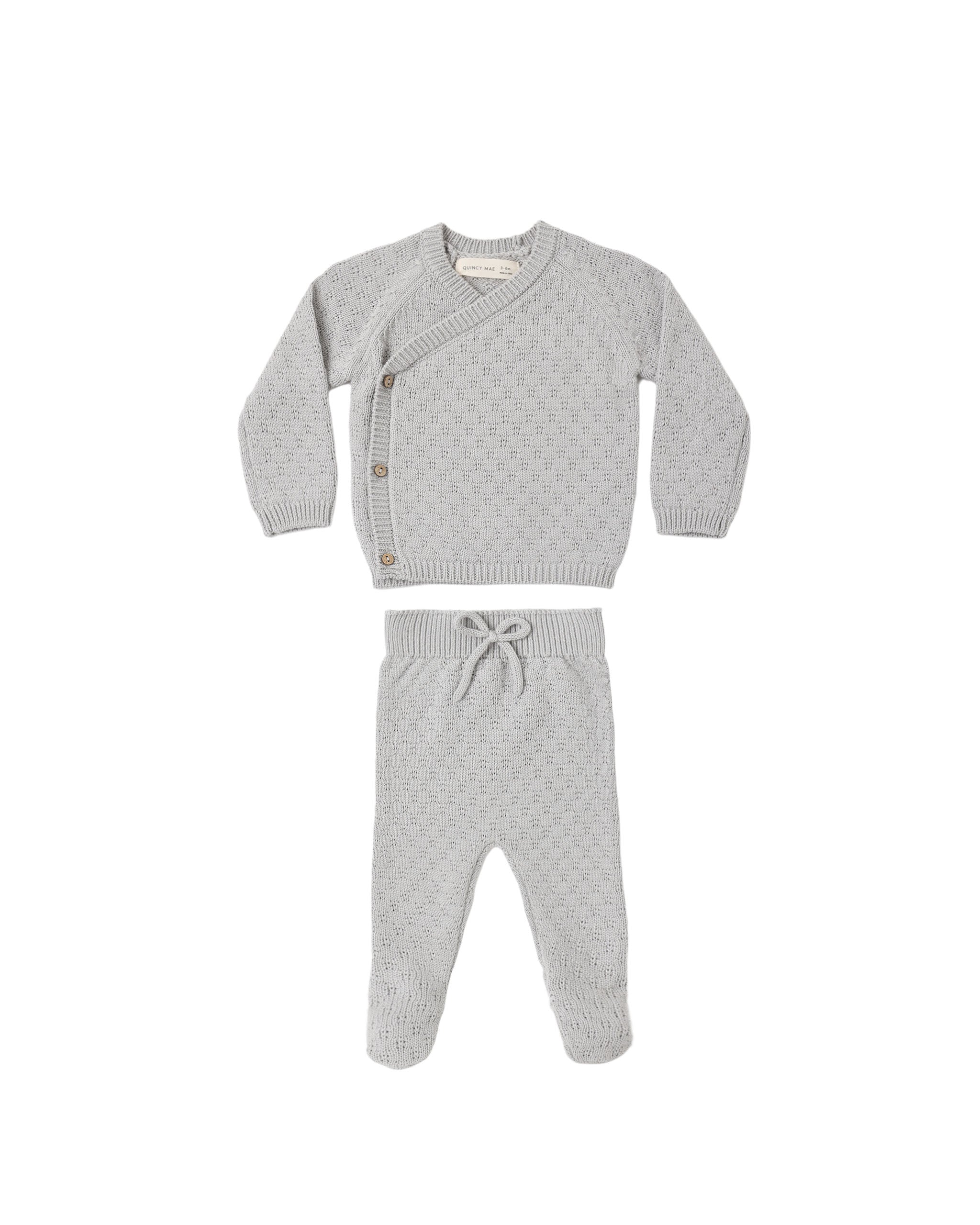 Knit Wrap Top + Pant Set Cloud