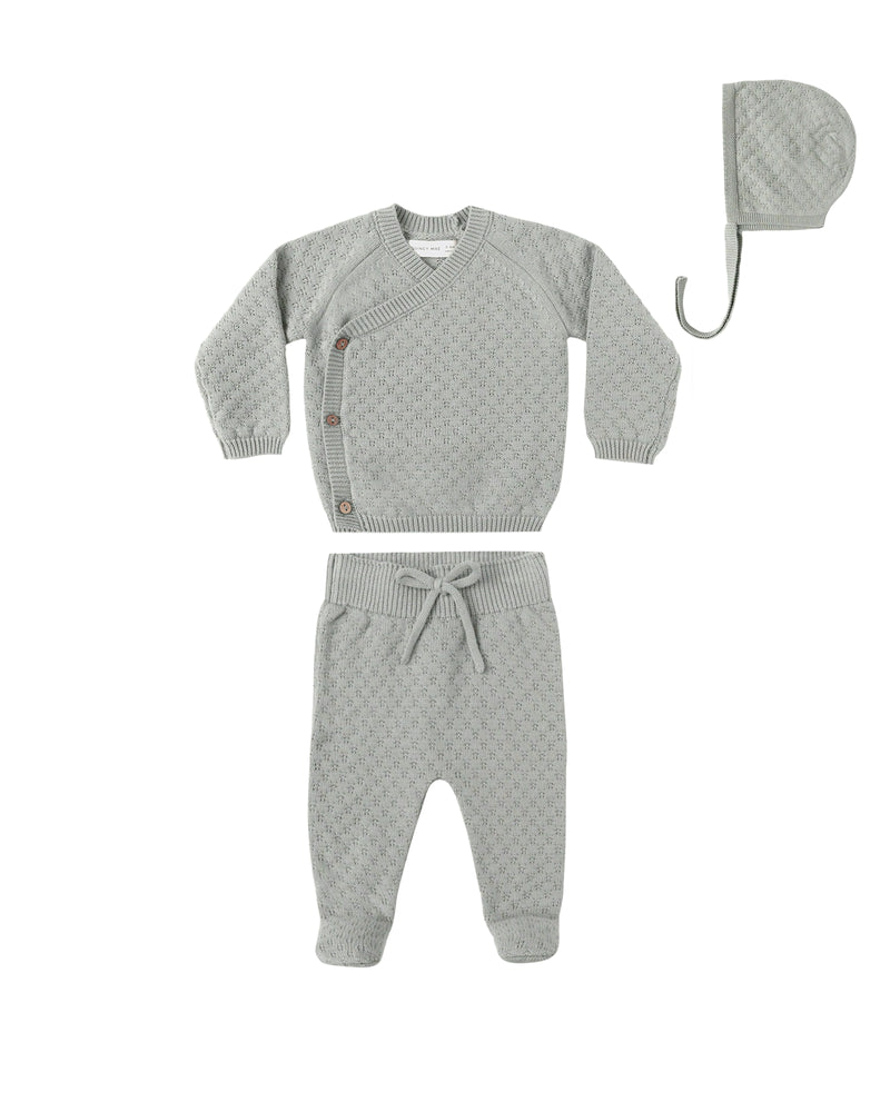 Knit Wrap Top + Pant Set || Steel Blue