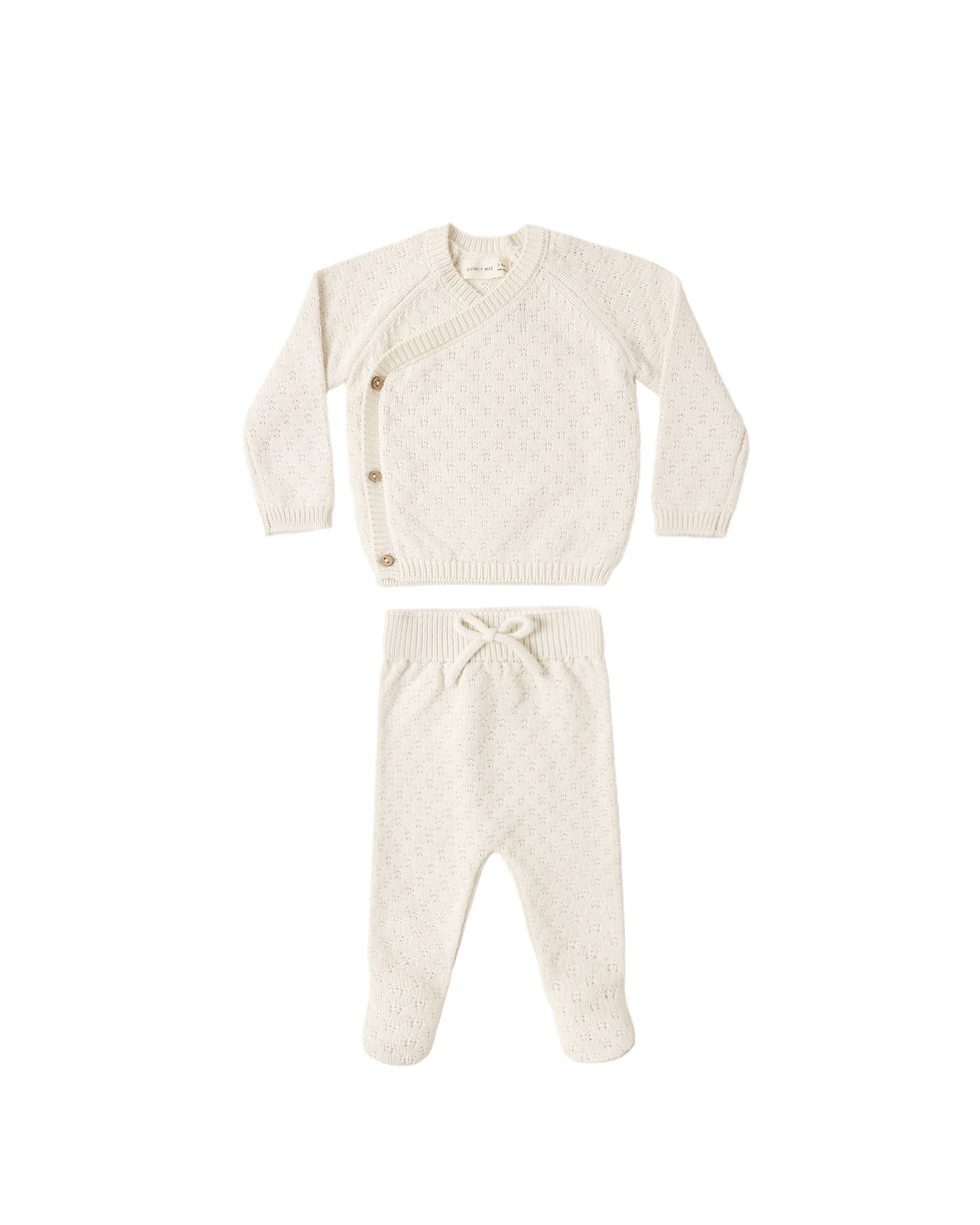 Knit Wrap Top + Pant Set Natural