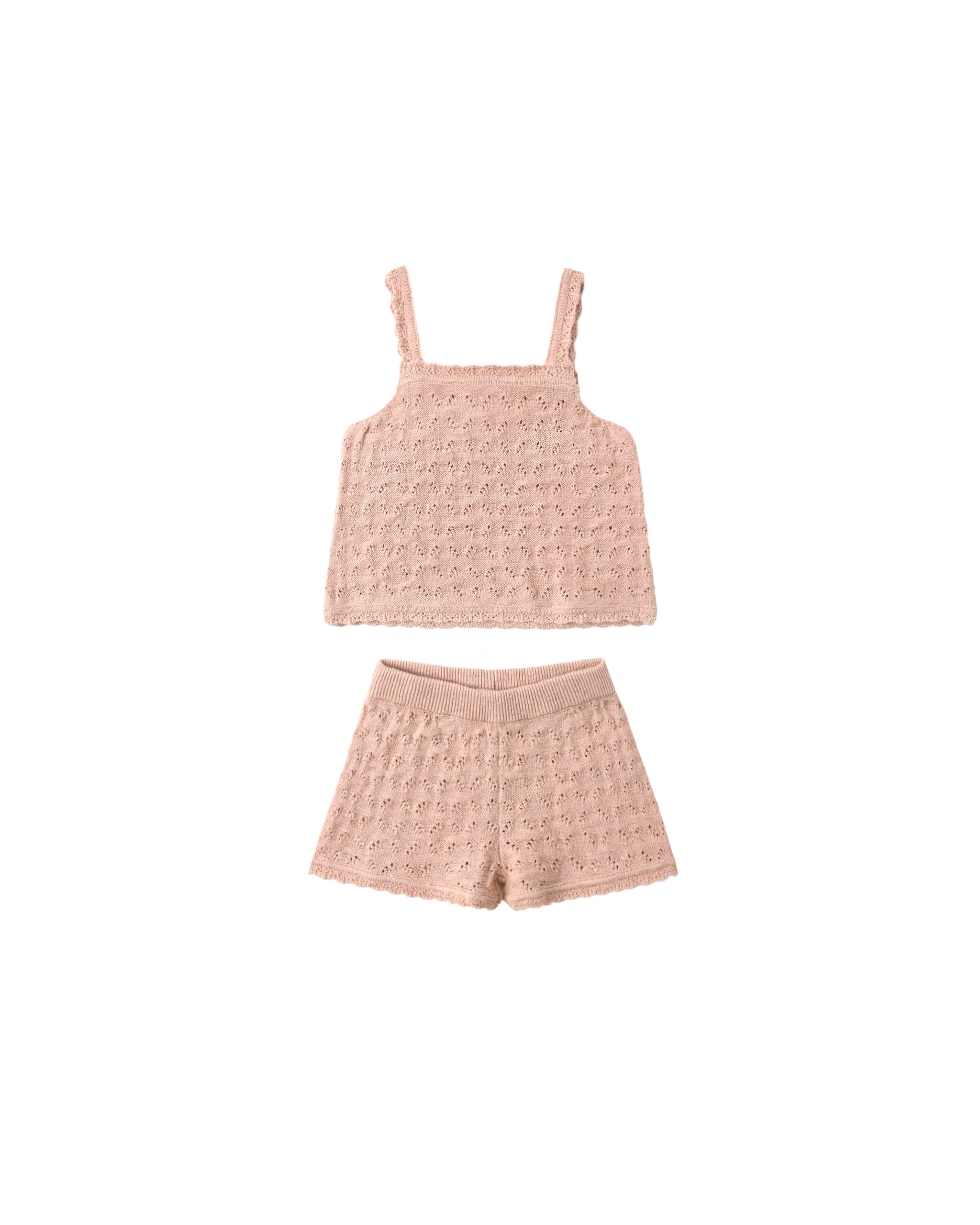 Pointelle Knit Tank + Short Set || Melon