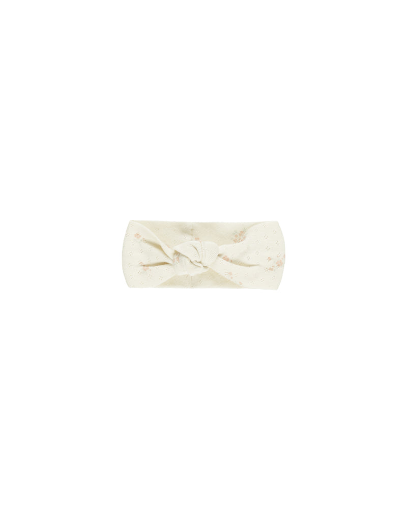 Pointelle Knotted Headband || Pink Ditsy