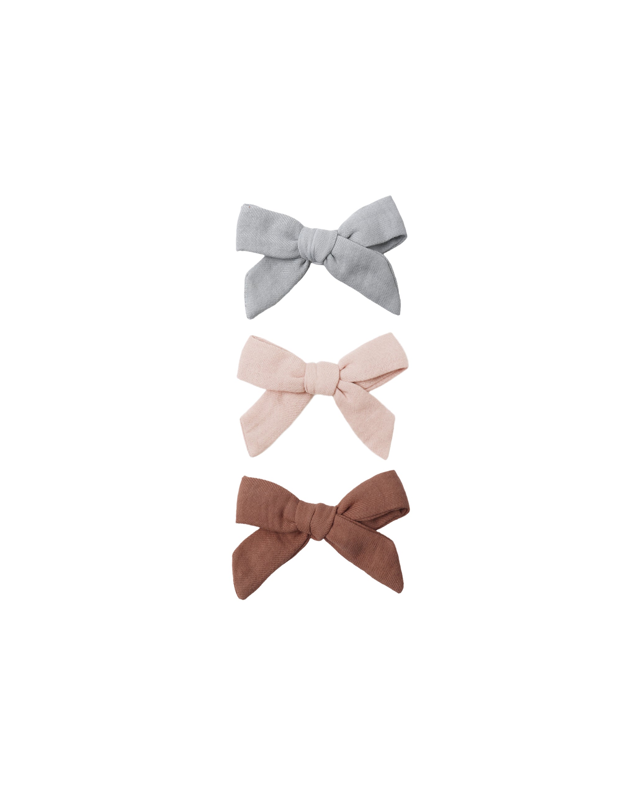 Bow W. Clip, Set Of 3 || Sky, Blush, Poppy