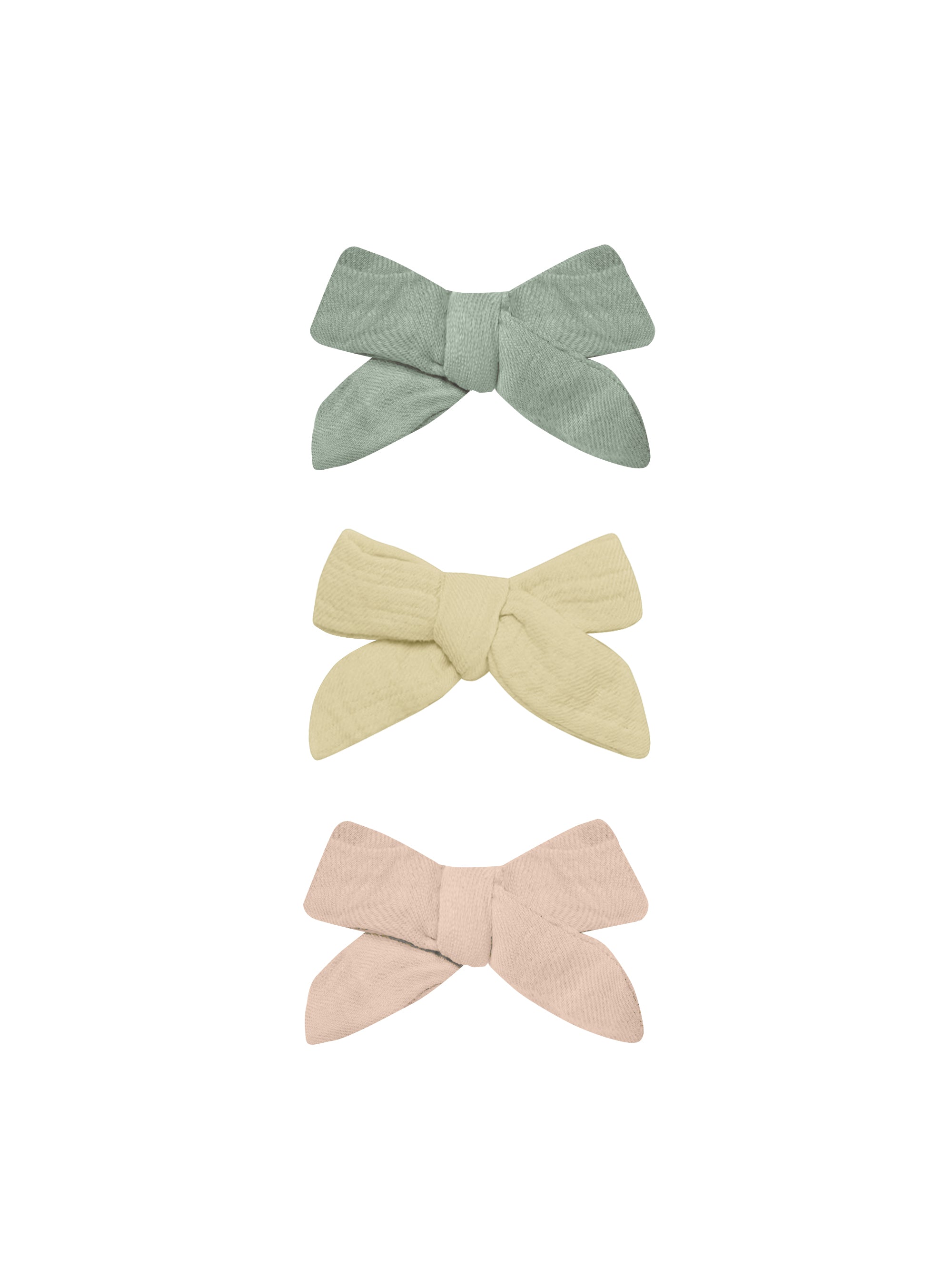 Bow w. Clip, Set of 3 || Sage, Yellow, Melon
