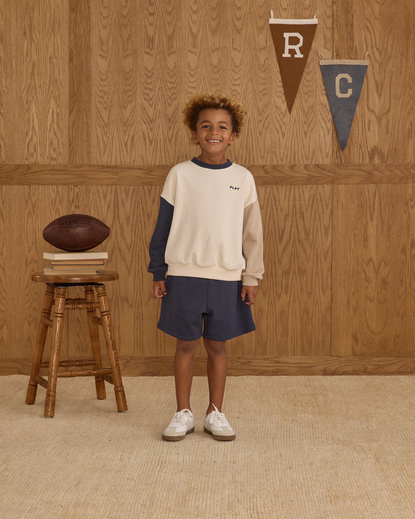 Relaxed Sweatshirt || Navy Color Block