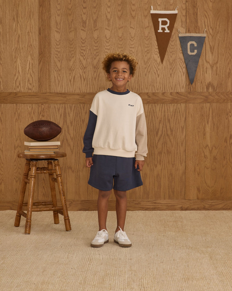 Relaxed Sweatshirt || Navy Color Block