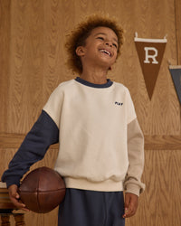 Relaxed Sweatshirt || Navy Color Block